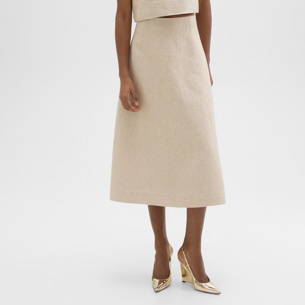 THEORY Size 8 Linen Full Midi-Skirt (LIKE NEW)
